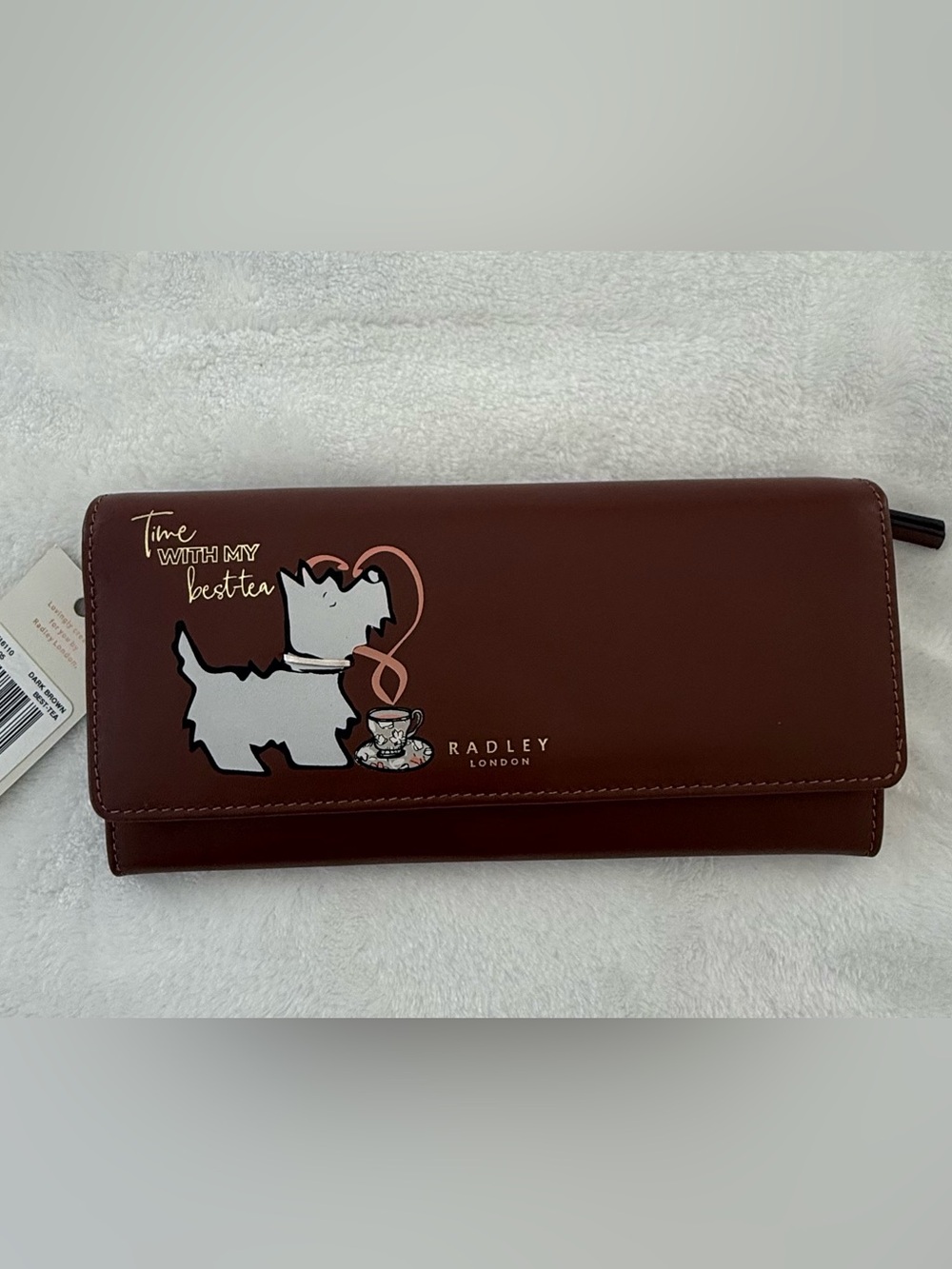 Radley London "Best-Tea" Large Leather Flapover Matinee Wallet - Dark Brown NWT